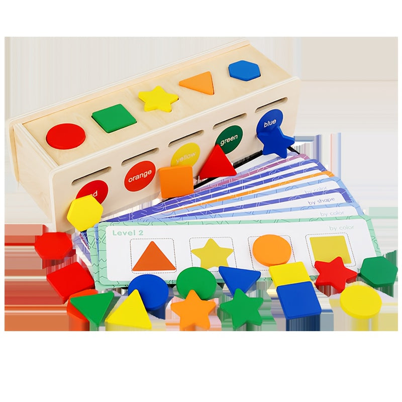 Wooden Shape Sorting Learning Box Toy for Kids Fine Motor Skills Development