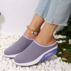 Women's Air Cushion Platform Mules Closed Toe Shoes