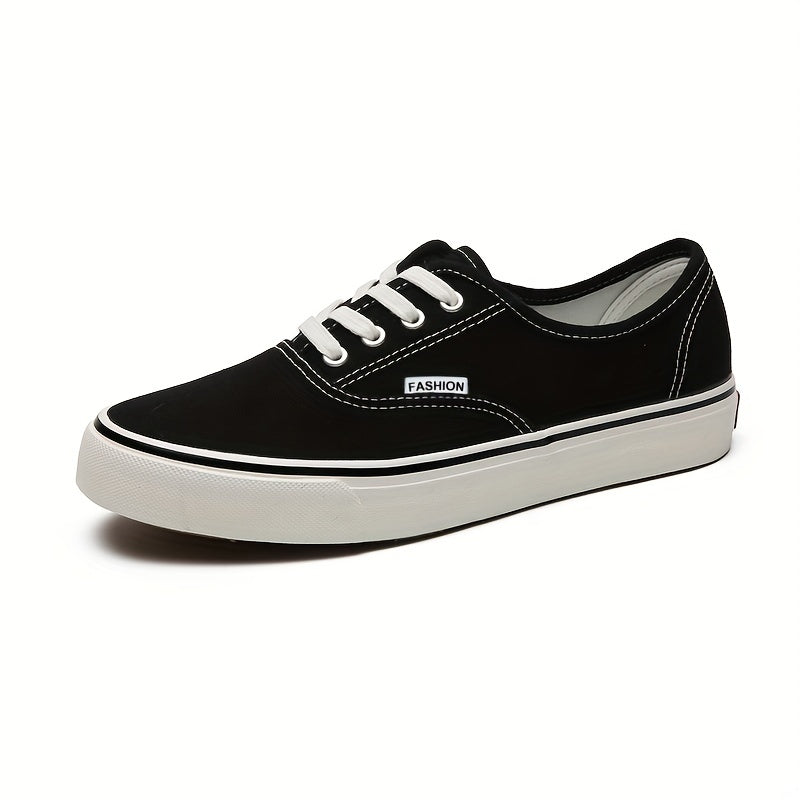 Men's Canvas Low Top Lace up Flat Sneakers Casual Outdoor Walking Shoes