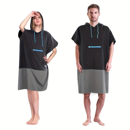 Microfiber Surfing Wetsuit Changing Towel Robe Poncho Hood Pocket