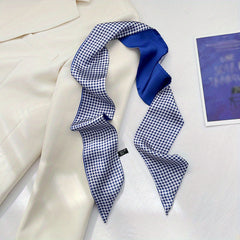 Floral Print Skinny Scarf Classic Satin Twilly Scarf Women Headband Hair Accesso