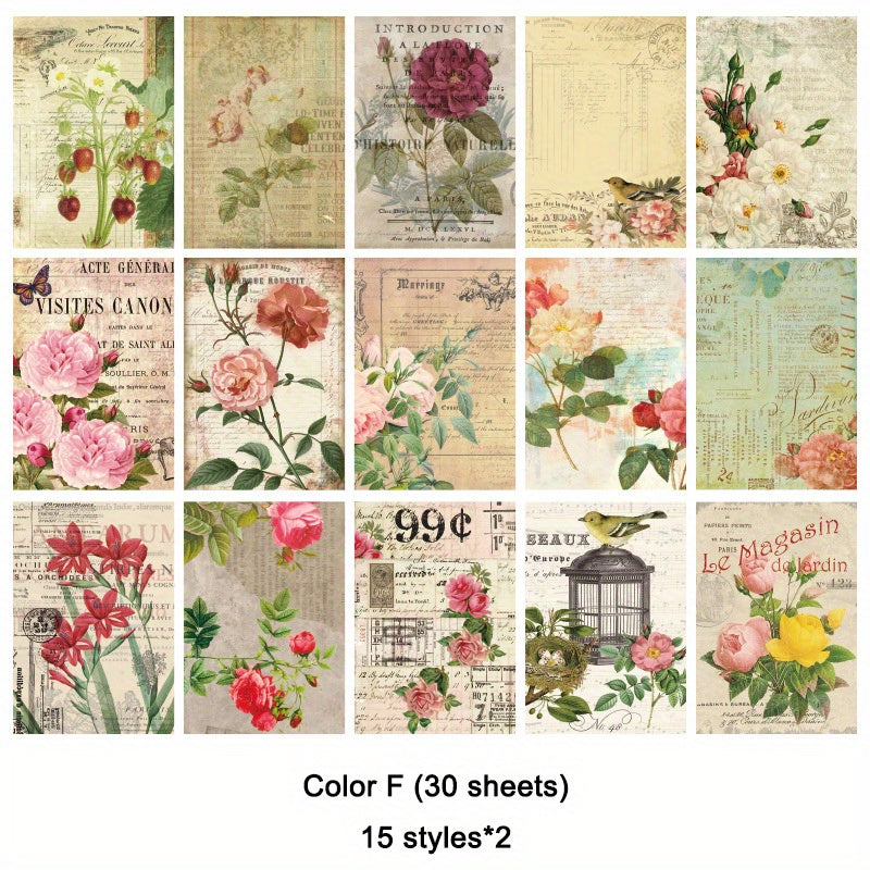 30 Sheets Vintage Scrapbook Paper DIY Craft Paper For Journaling Scrapbooking