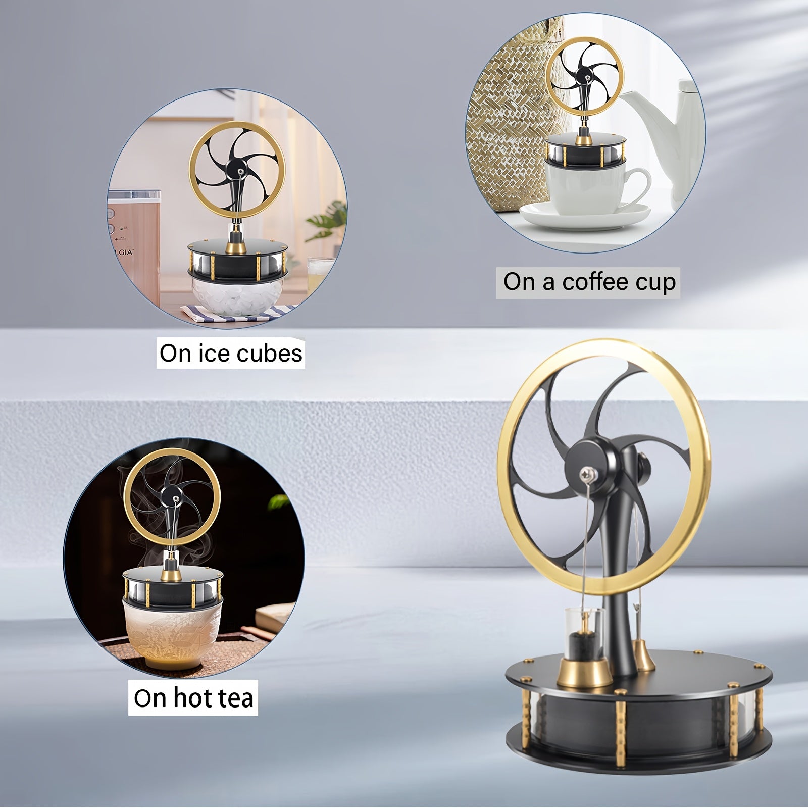 Cryogenic Stirling Engine Model Educational Puzzle Physics Science Golden Finish