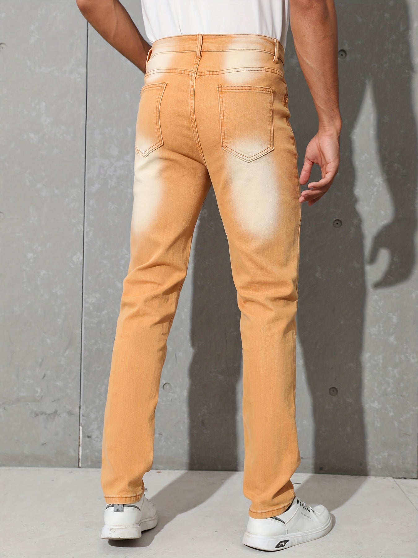 Y2k Slim Fit Jeans Mens Distressed Stretch Denim Pants