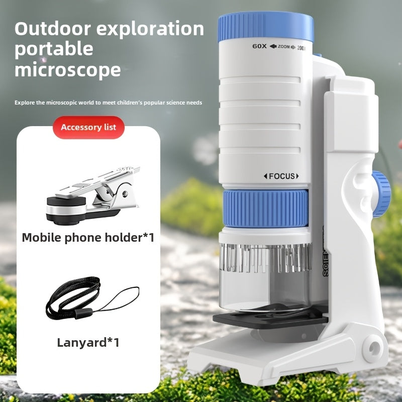 Kids' 3-in-1 Portable Microscope 200X Magnification Educational Toy