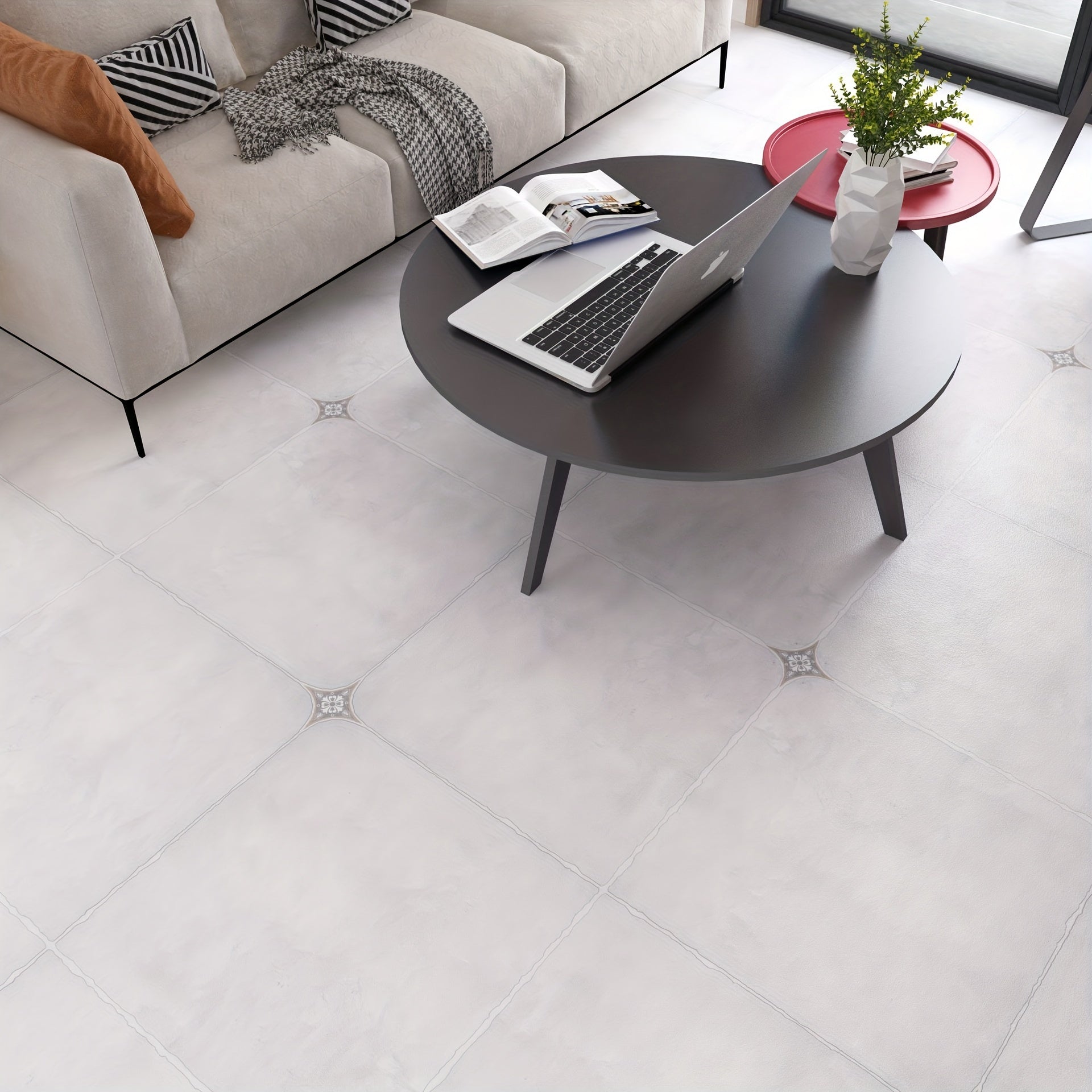 Waterproof Floor Stickers Non-slip Retro Tile Change Stickers