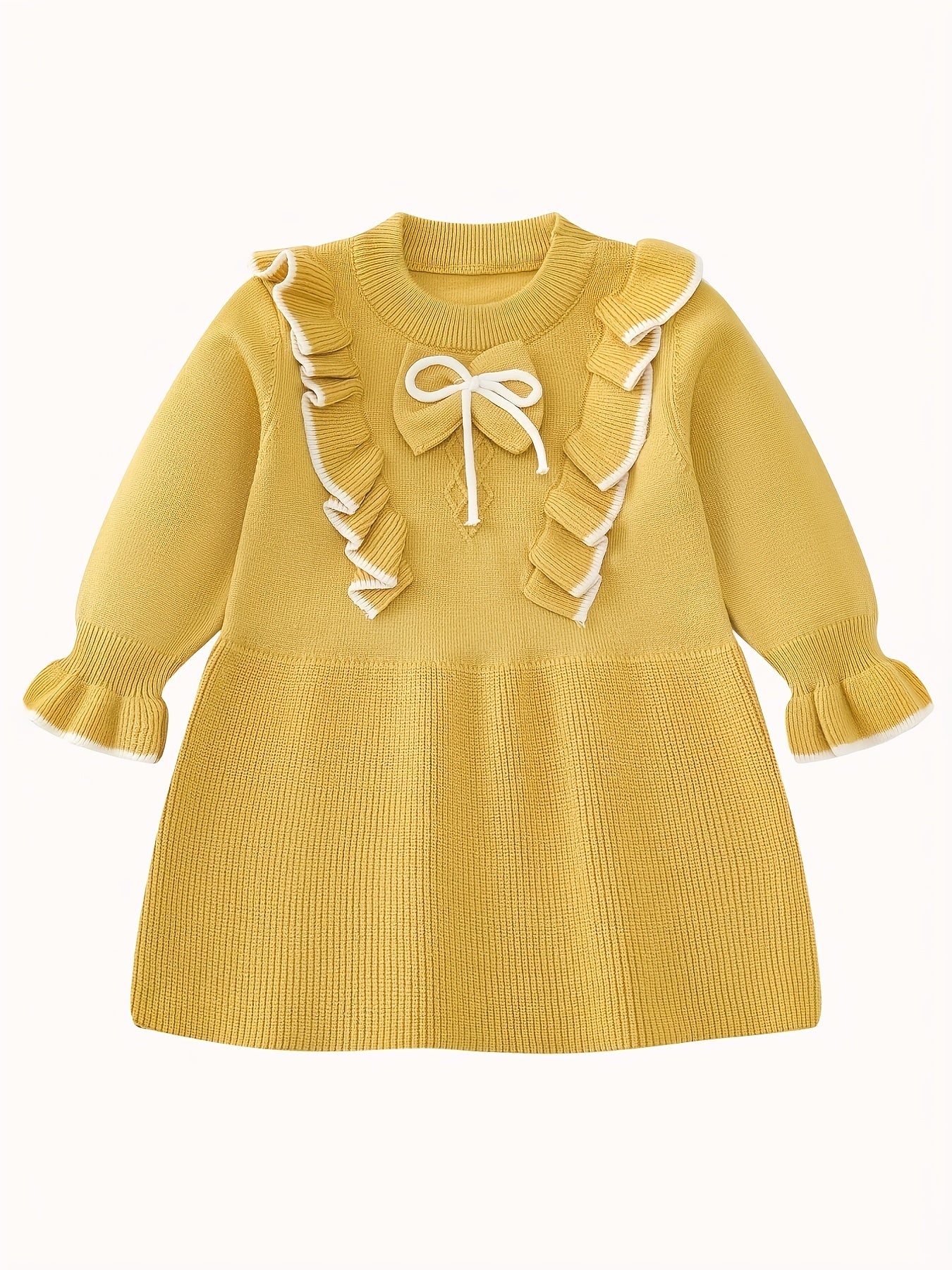 Ruched Trim Flower Pattern Dress for Toddler Girls