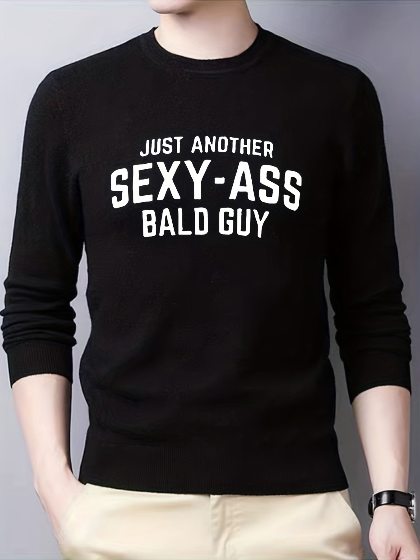 Funny Slogan Sexy Ass Print Men's Knitted Sweater Fall Winter