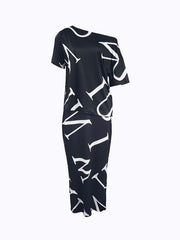 Letter Print Two piece Set Short Sleeve Tops & Skirts Outfits