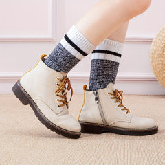 Warm Striped Crew Socks for Women