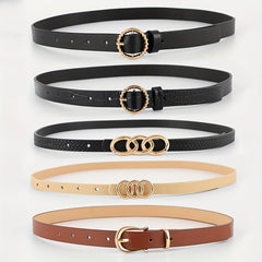 5pcs Set PU Belt Solid Casual Jeans Pants Belt for Women