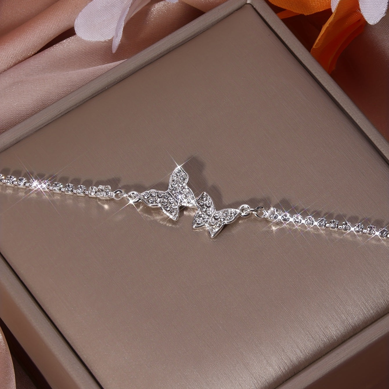 Rhinestone Butterfly Chain Anklet