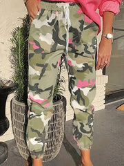  Camo Elastic Drawstring High Rise Jogger Trousers