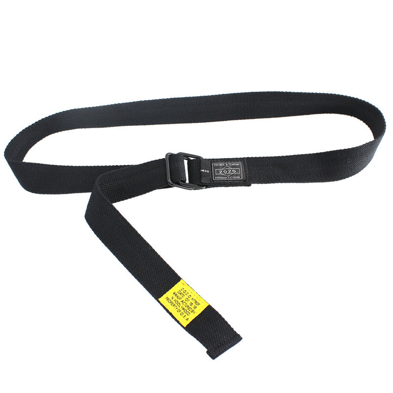 Solid Canvas Belt With Double Square Buckle