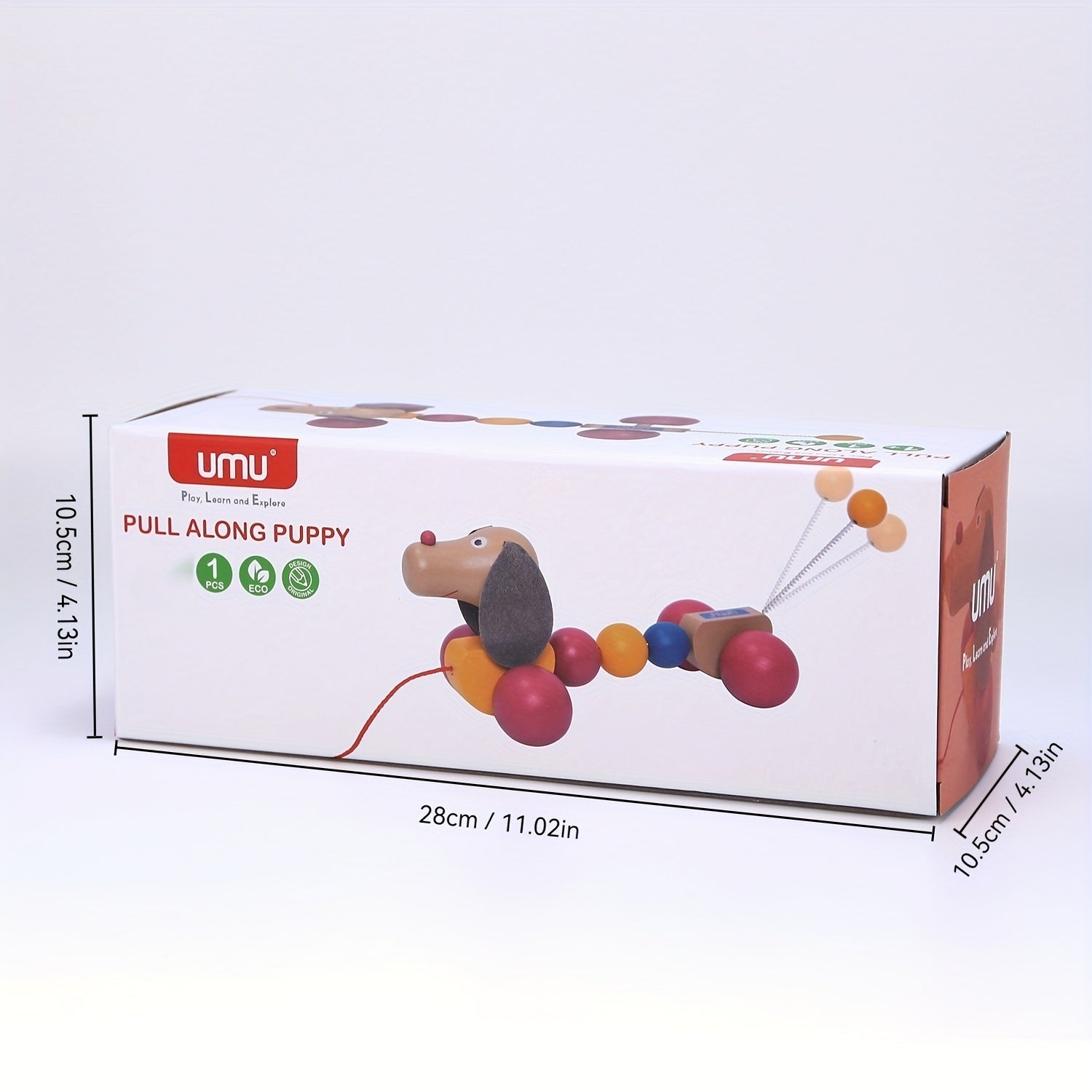 Wooden Puppy Pull Toy Bead Adorned Educational Toy for Preschoolers