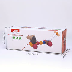 Wooden Puppy Pull Toy Bead Adorned Educational Toy for Preschoolers