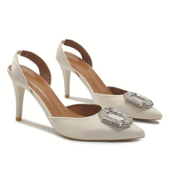 Women's Rhinestone Satin Sandals High Heels