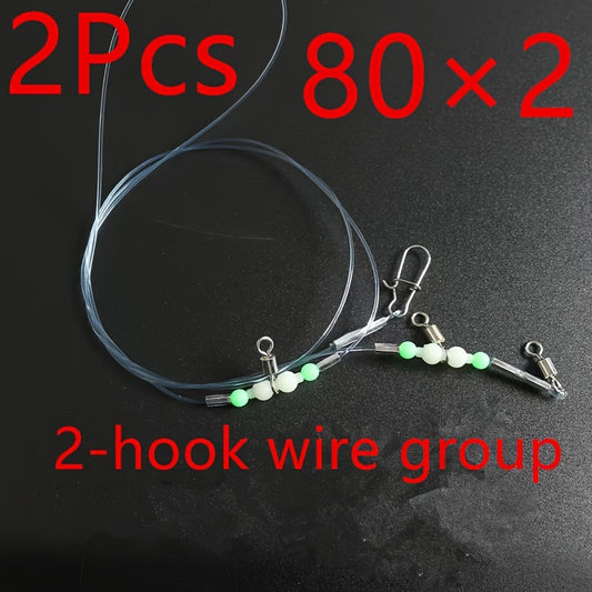 2pcs Nylon Line Luminous Beads Swivels Fishing Tackle