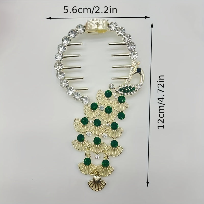 Peacock Rhinestone Hair Clip Ponytail Buckle Hair Claw Hair Accessories