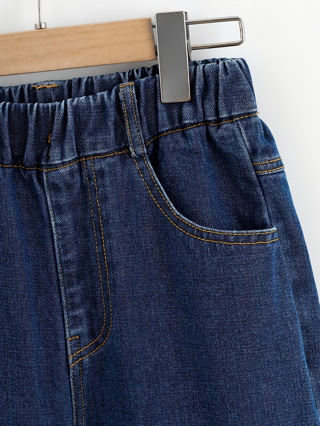 Girls Fit Jeans Solid Elastic Waist Pants Kids Clothes
