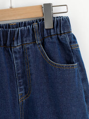 Girls Fit Jeans Solid Elastic Waist Pants Kids Clothes