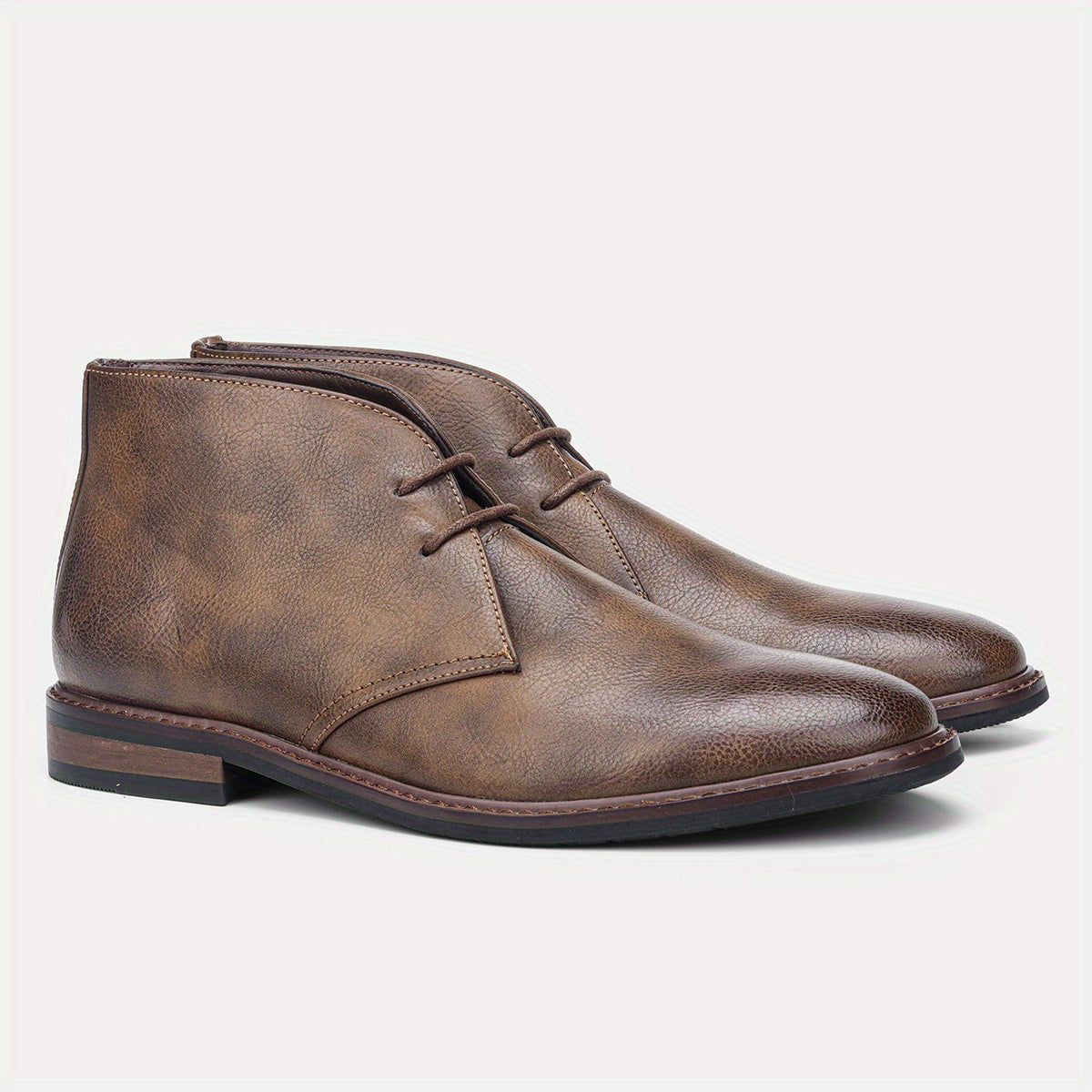 Men's Round Toe Lace Up Chukka Boots High Top Ankle Dress Boots