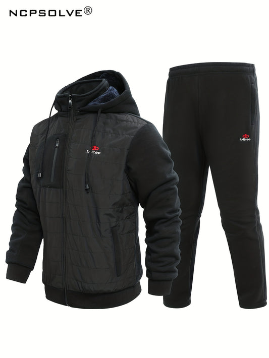 Men's Zip Up Thermal Hooded Jacket & Pants Set