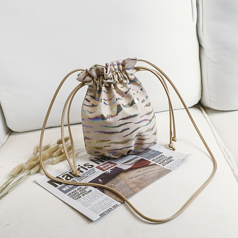 Strip Pattern Bucket Bag Crossbody Purse for Streetwear