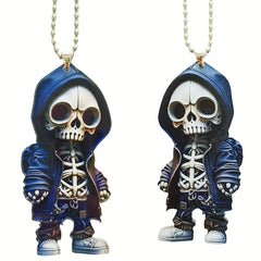 Halloween Christmas 2D Mini Skeleton Car Pendant Car Bag Keychain Decoration