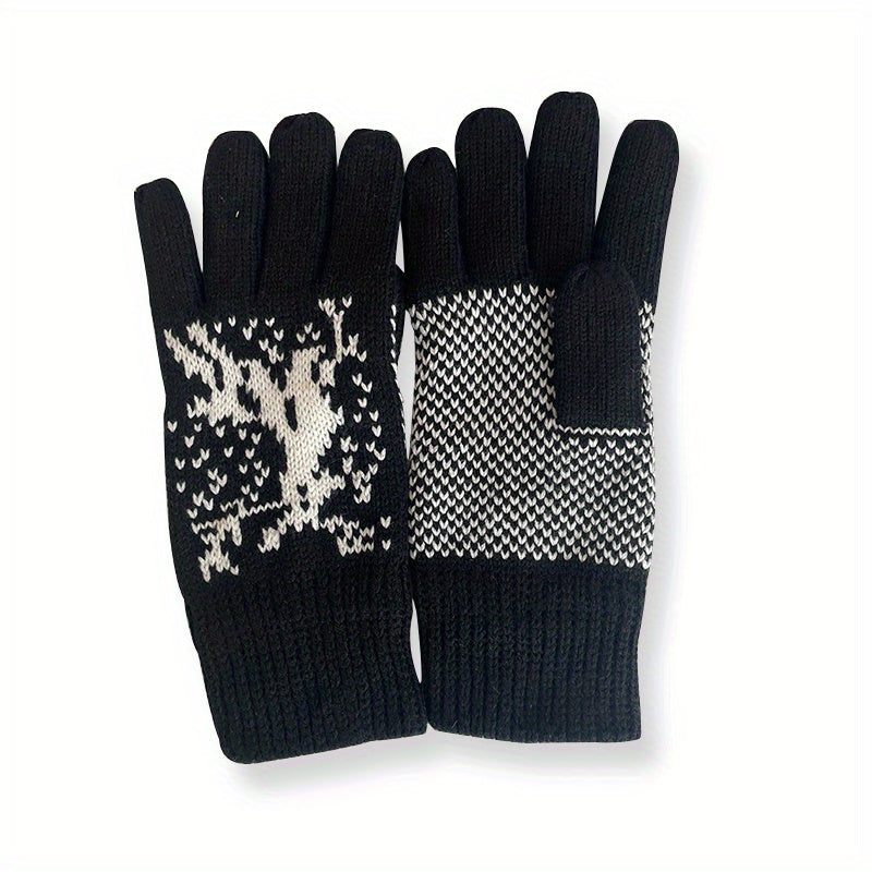 Men's Winter Knitted Gloves Full Finger Warm Outdoor Sports Gloves