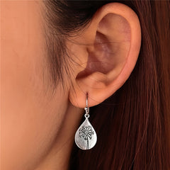 Vintage Dandelion Drop Dangle Earrings Water Drop Silver Plated Jewelry