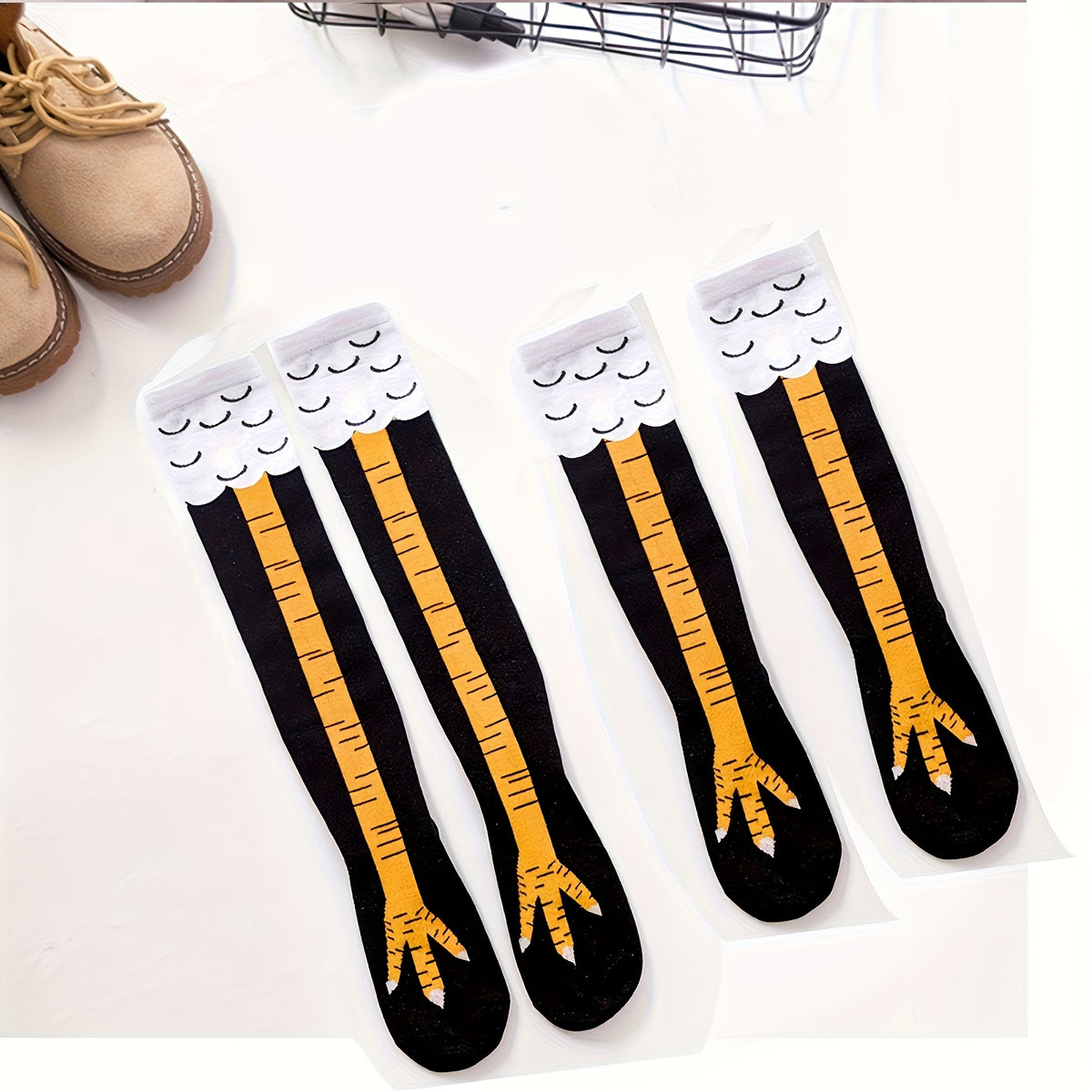 2 Pairs Women Chicken Legs Crazy Socks