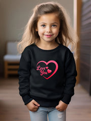 OERYUI Heart Graphic LOVE YOU Print Sweatshirt Long Sleeve Pullover