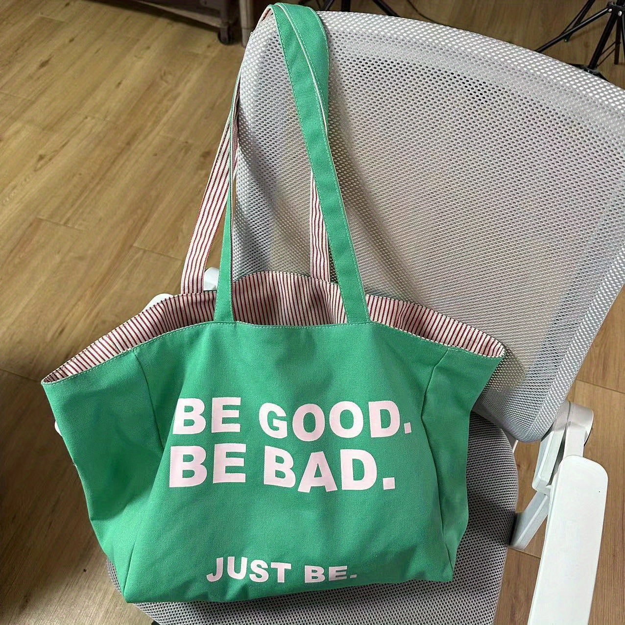Letter Print Shoulder Bag Canvas Large Capacity Organizer
