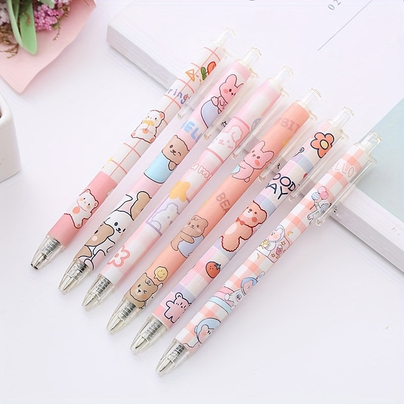 6pcs Bear 0.5mm Quick Dry Bullet Signature Pens for Students