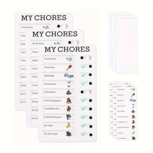 3pcs Daily Schedule Chore Chart Memo Checklist Board