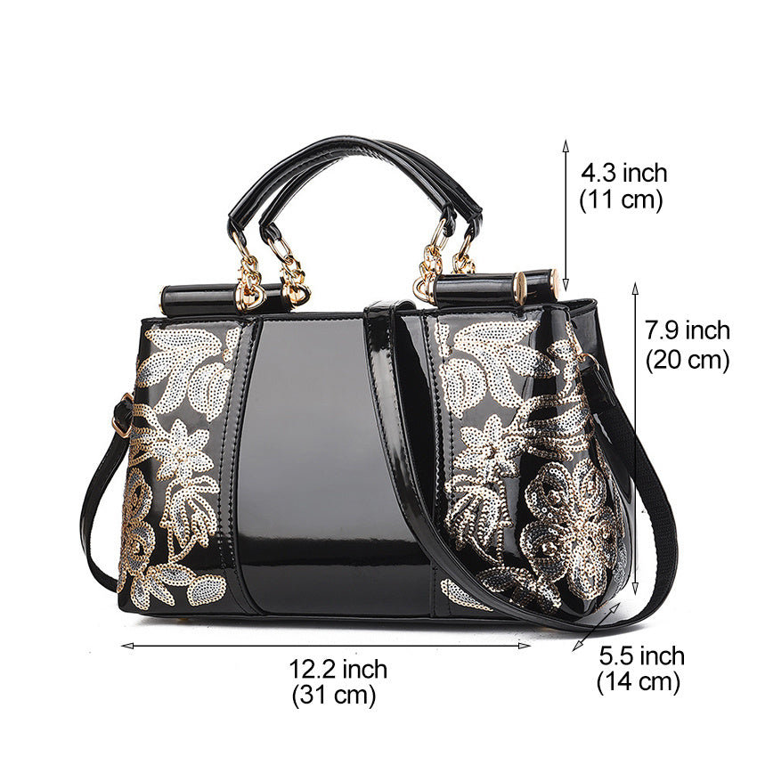 Bridal Wedding Purse Patent Handbag Large Capacity Shoulder Bag