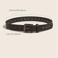 Unisex Pin Buckle Rivet Belt PU Leather Casual Jeans Pants Belt