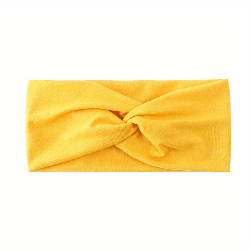 Solid Elastic Sports Headband Wide Brim Knotted Sweat Absorbent Headband