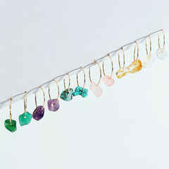 6 Pairs Natural Raw Stone Hoop Earrings for Women Girls