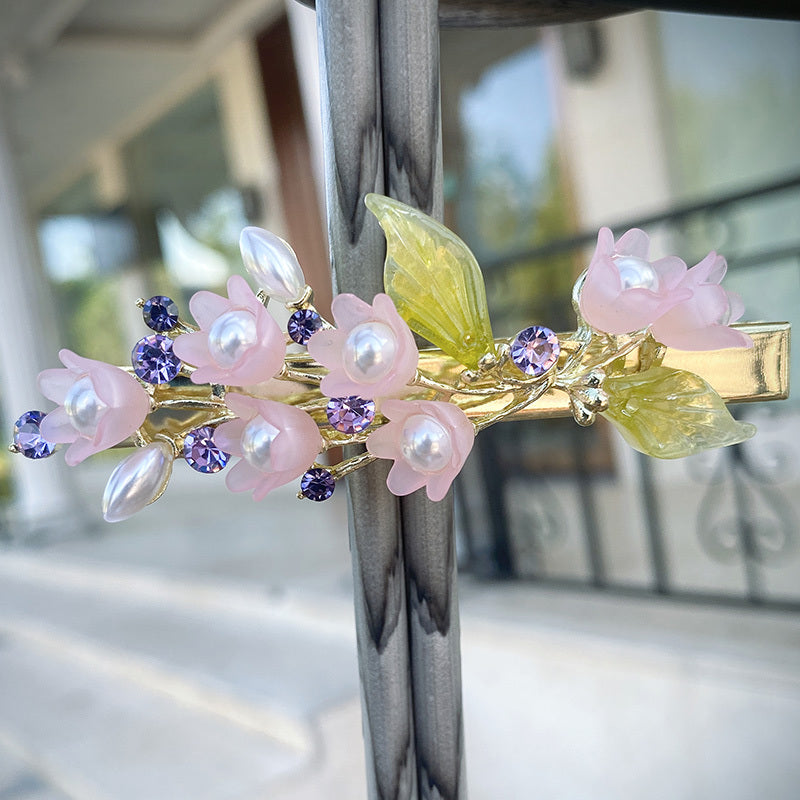 Lily of the Valley Hairpin Spring Clip Leaf Flower Headwear