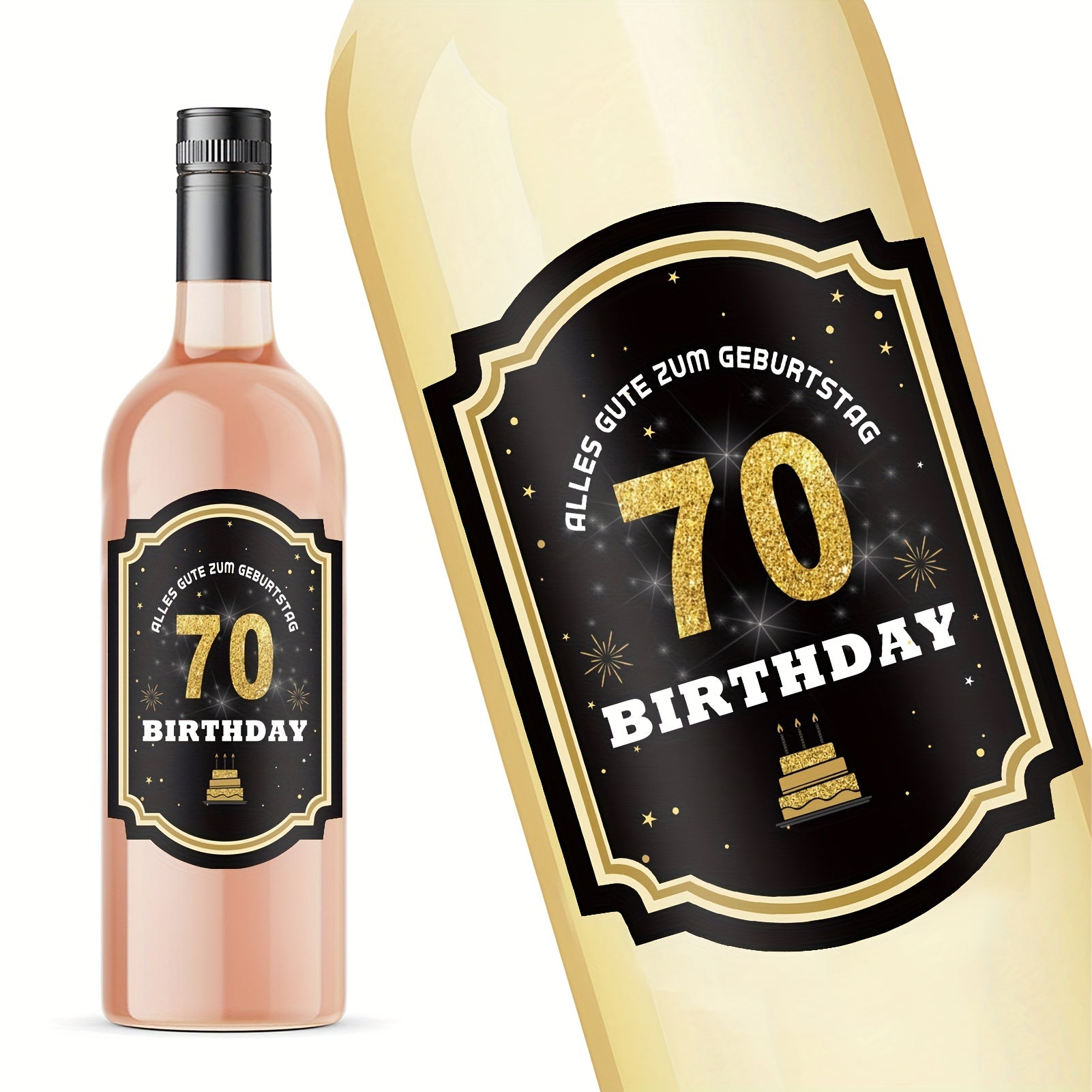 70th Birthday Bottle Labels for Champagne and Sparkling Wine