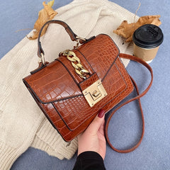 Crocodile Embossed Chain Crossbody Bag