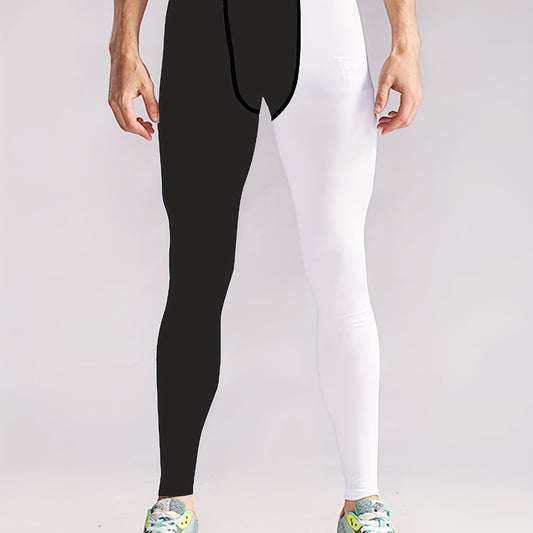 Men's Block Leggings Active Sports Compression Pants
