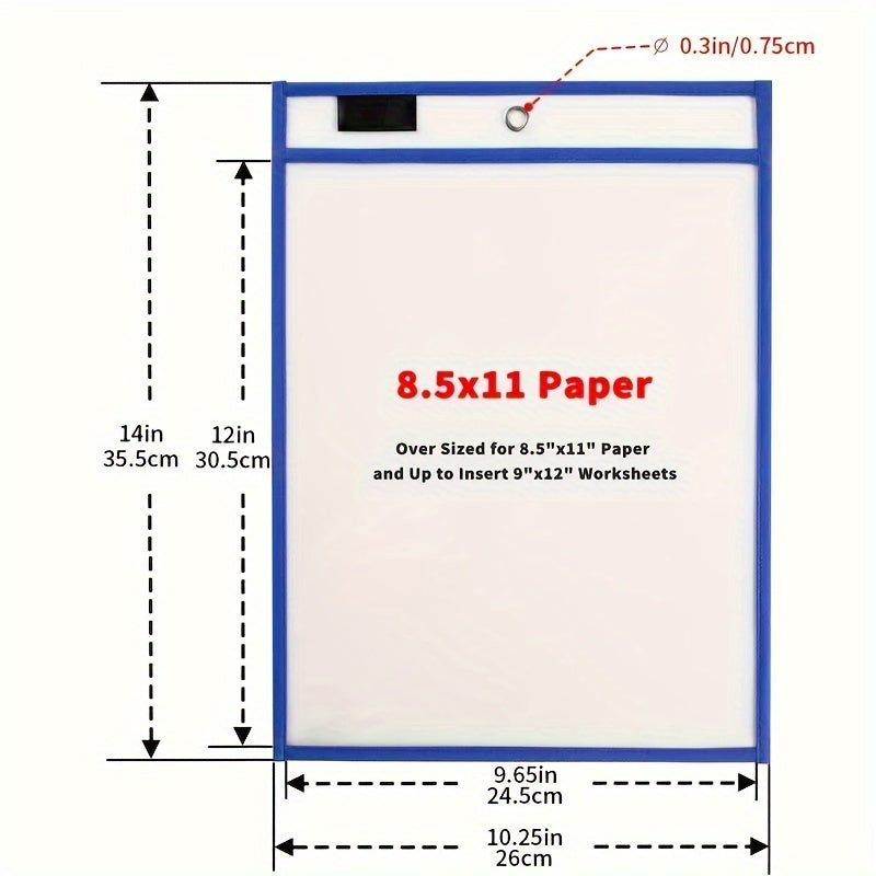 10 Pack Reusable Dry Erase Pockets Clear Plastic Sleeves Write and Wipe