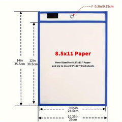 10 Pack Reusable Dry Erase Pockets Clear Plastic Sleeves Write and Wipe
