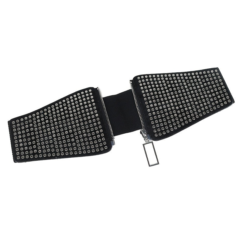 Wide Elastic Studded Belt Female Waist Gothic Plus Size Stretch