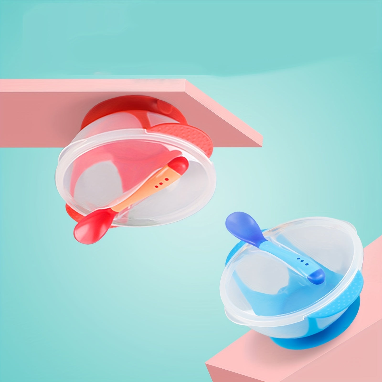 Non Slip Suction Cup Bowl Set with Spoon