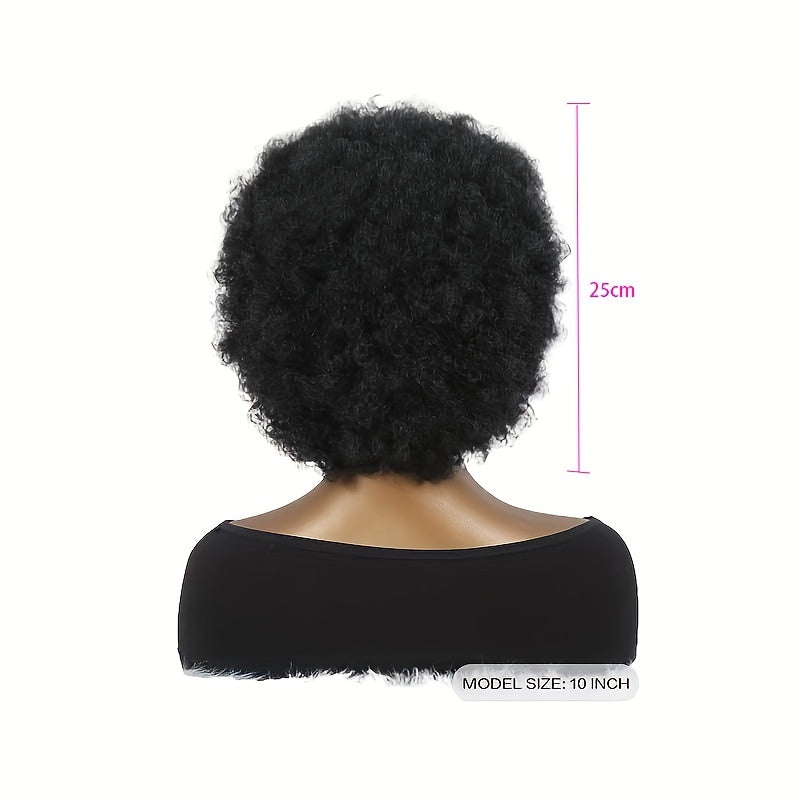 Short Afro Curly Synthetic Hair Wigs Fluffy Hair Replacement Wigs