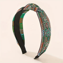 Embroidery Knotted Headband Striped Middle Knot Women's